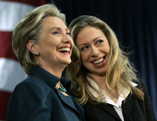 Democratic presidential candidate Sen. Hillary Clinton of New York with daughter Chelsea in Los Angeles.